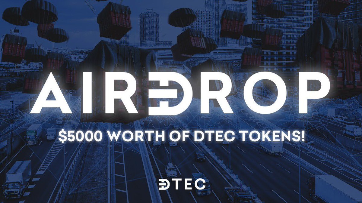 New airdrop: Dtec Blockchain (DTEC)
Total Reward: $5,000 worth of DTEC
Rate: ⭐️⭐️⭐️⭐️
Winners: 800 Random &amp; Top 50
Distribution: after listing

Bot Airdrop Link: t.me/Dtecgiveawaybot

#Airdrop #Airdrops #Airdropinspector #Polygon #MATIC #DtecBlockchain #DTEC #Giveaway
