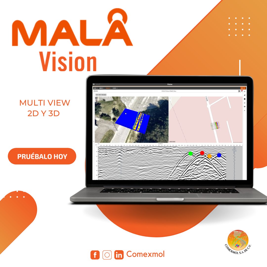 comexmol's tweet image. Descubre el poder de nuestro software inteligente para procesamiento y análisis de GPR &quot;MALÅ Vision&quot;. 💻🌍

Con nuestra plataforma líder en el mercado, llevar tus datos geofísicos al siguiente nivel nunca ha sido más fácil. 📊 
#AnálisisGPR #ProcesamientoDeDatos #COMEXMOL