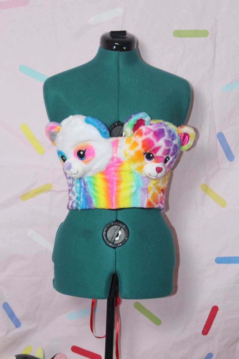 another upcycled garment I made out of plushies, this time it’s a teddy bear corset #fashion #fashiondesigner #blackfashiondesigner  #sewing #art #upcycledfashion #upcycling #plushies #stuffedanimals #buildabear