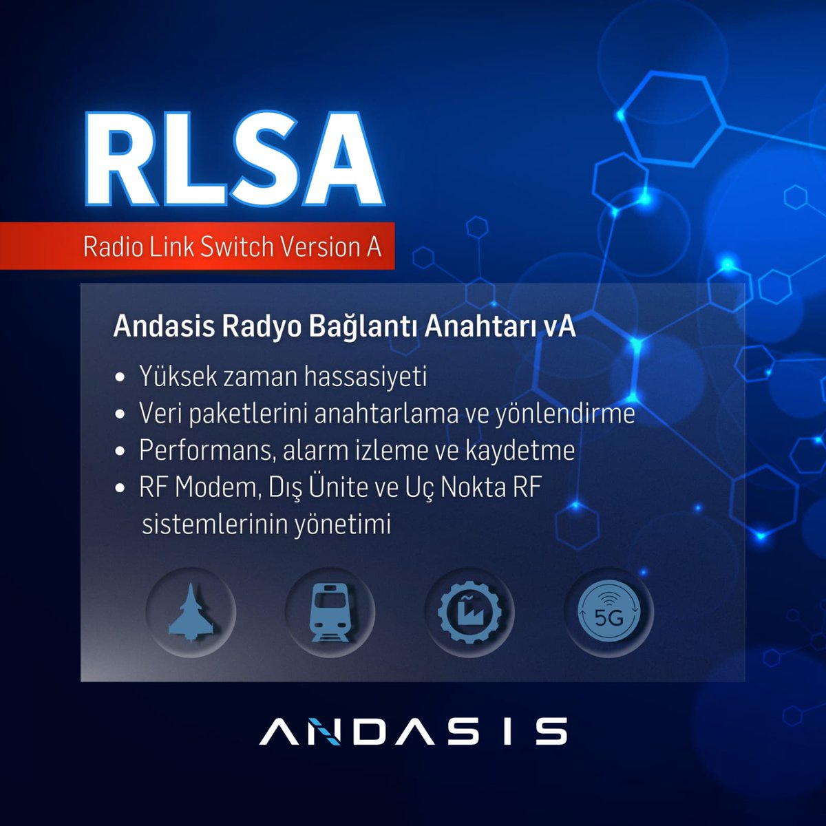 RLSA, yüksek zaman hassasiyetine sahip Radyo Bağlantı cihazları tarafından ana bant üzerine indirilen veri paketlerini kontrol edebilen ve yönlendirebilen bir Radyo Bağlantı Anahtarıdır. Katman 2 ve Katman 3 özelliklerini desteklediğinden ağ sistemlerinde kullanım avantajı sağlar