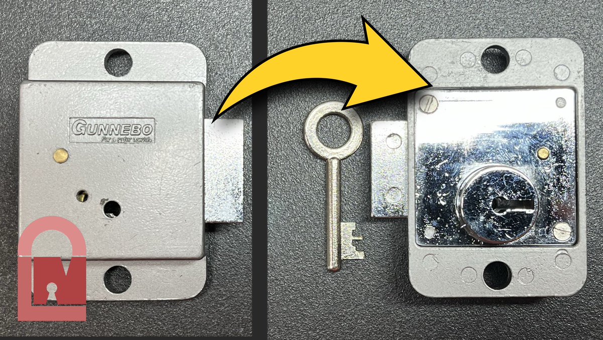 Gunnebo make, or maybe re-brand, some interesting locks if you can find them. Fun little lever lock this one 🗝️ Gunnebo Lever Desk Lock Pick and Gut youtu.be/GkgSu5ZhwBI?si… #lockpicking