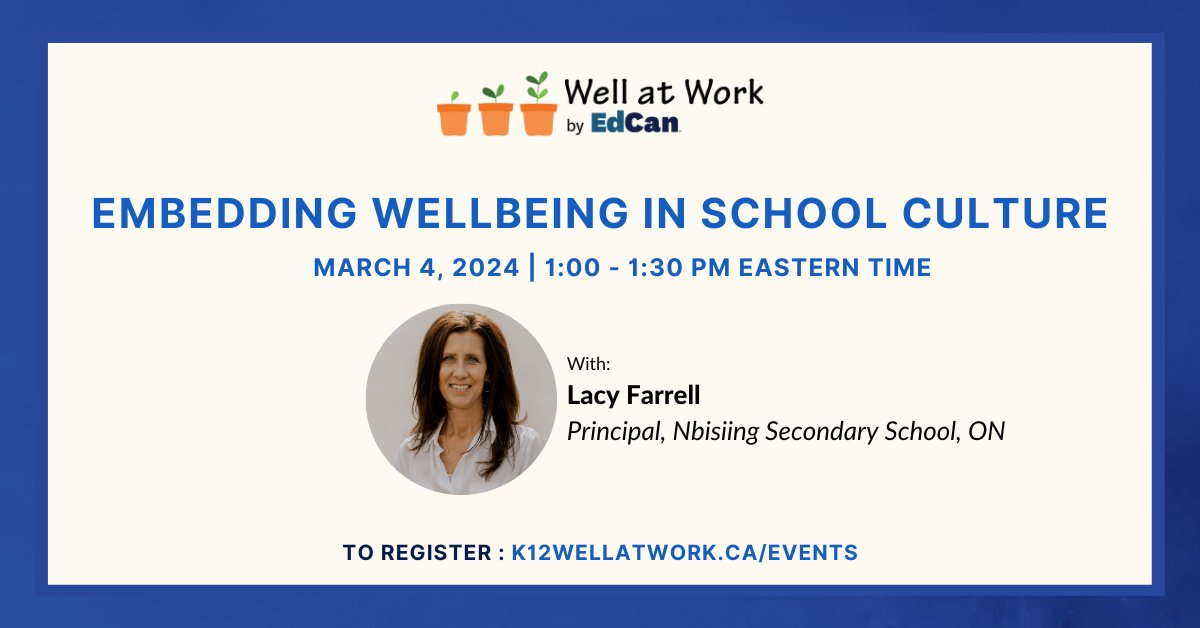 Don't miss our next #WellatWork Story of Success featuring Nbisiing Secondary School! ow.ly/XVVr50QBqIk Discover how it's embedding wellbeing throughout the school culture and gain insights or ideas for your school or district.