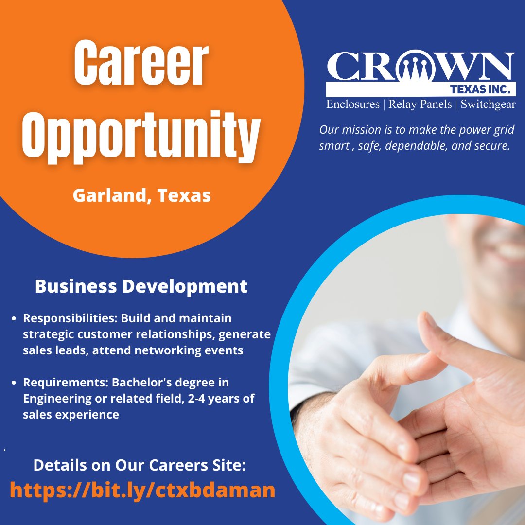 Hiring: Business Development Account Manager in Garland, TX! Responsibilities include relationship building, lead generation, and networking. Requirements: Bachelor's degree, 2-4 years sales experience. Apply now!

bit.ly/ctxbdaman

#GarlandTX #NowHiring