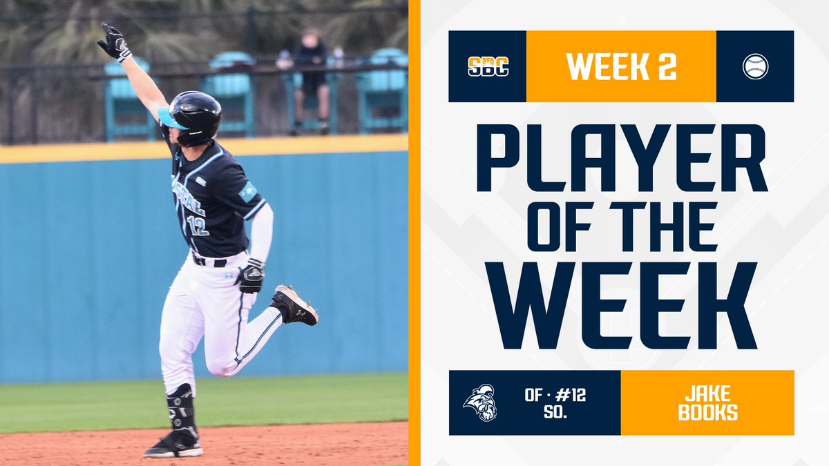 𝗕𝗢𝗢𝗞𝗦 𝗕𝗔𝗦𝗛𝗘𝗦. @CoastalBaseball sophomore outfielder @jake_books hit .750 & slugged 1.417 in a 4-0 week for the nationally-ranked Chanticleers en route to the #SunBeltBSB Player of the Week nod. ☀️⚾️ 📰 » tinyurl.com/5h3ap885