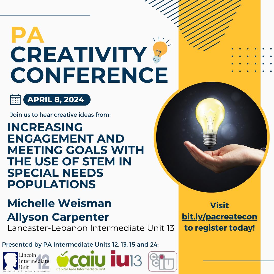 IU13EdTech's tweet image. We&apos;re proud of our IU13 educators who are sharing their creative ideas with others at the PA Creativity Conference! Check out their sessions and others at bit.ly/PACreateConSes… &amp;amp; register to join us at bit.ly/pacreateconREG #pacreatecon