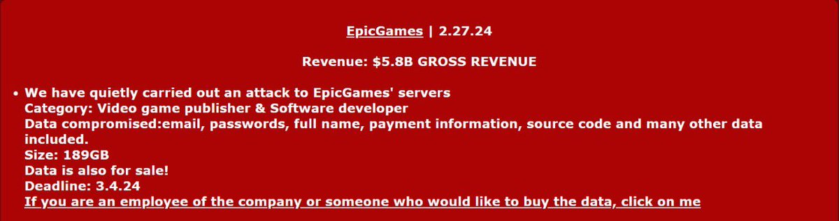 FalconFeedsio's tweet image. Mogilevich ransomware claims to have targeted 

1. Gaming Giant - Epic Games 🇺🇸
2. Ireland’s Department of  foreign affairs 🇮🇪 

#Ransomware #Threatintel