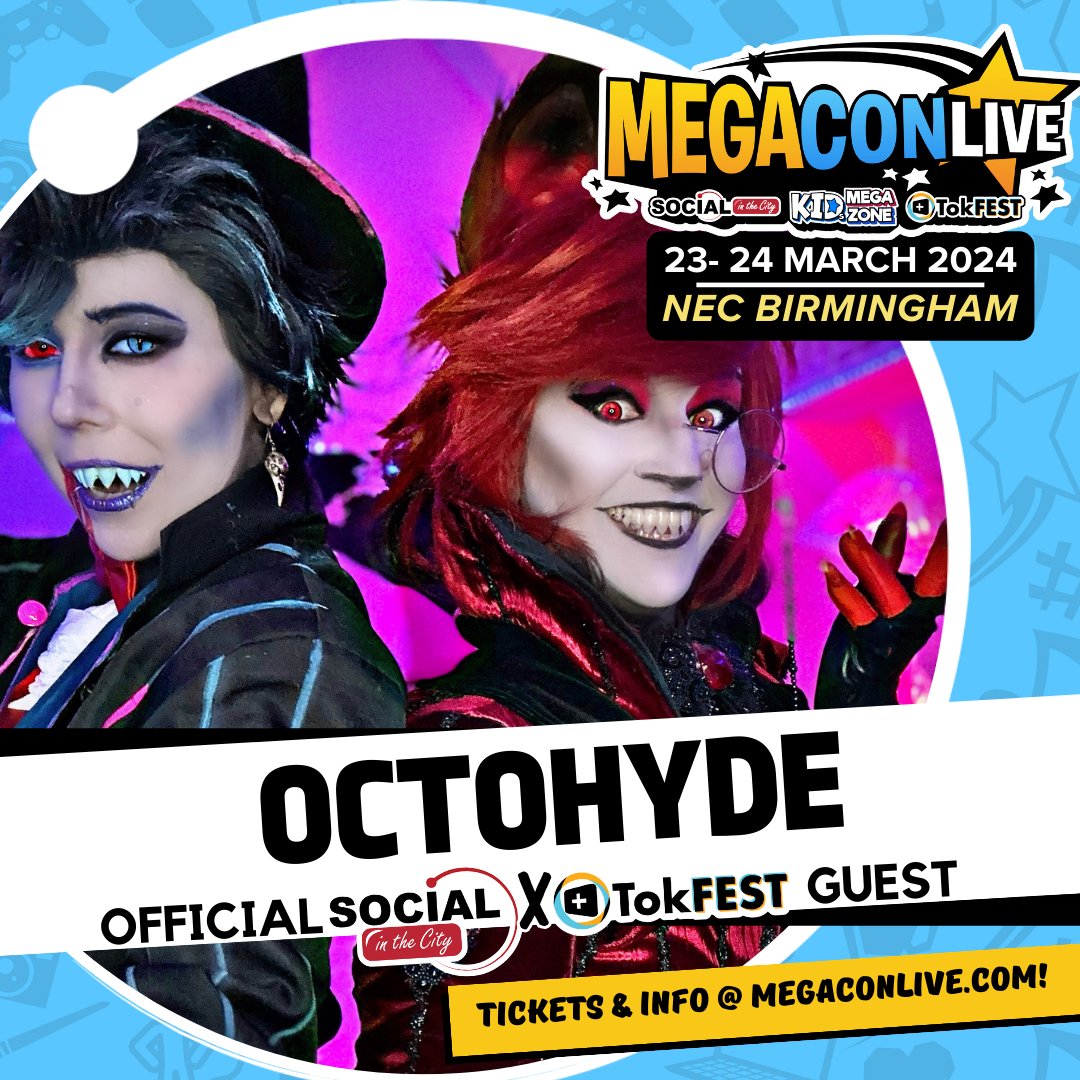 Excited to welcome <a href="/rynkerbelle/">Ryn</a>, Ember Wolf, <a href="/scottywartooth/">TikTok Jesus</a> &amp; OCOTOHYDE to MegaCon Live Birmingham THIS MARCH! 🌟 Join panels &amp; more as part of <a href="/sitc/">Social in the City</a> / <a href="/tokfestuk/">TokFEST (UK Content Creator & Fan Event!)</a>! 📅 23-24 March at NEC Birmingham. Get your tickets now! 🎟️ More info on our website 🌐✨ #MegaConLive