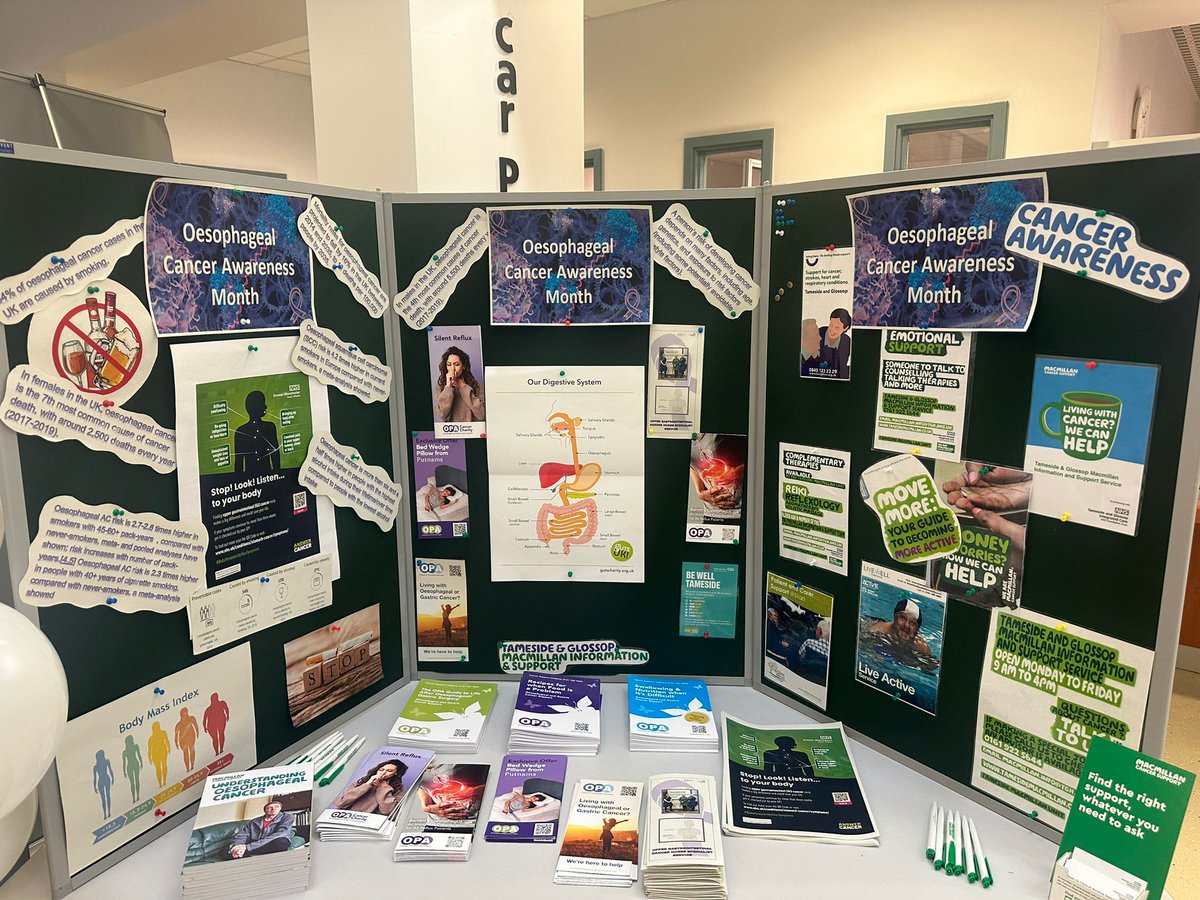 Our fantastic UGI team <a href="/tandgicft/">T&G Integrated Care</a>- Laura, Angela, Steph &amp; Shannon raising awareness today for oesophageal cancer awareness month #oesophebruary
<a href="/TandGCancer/">Tameside & Glossop ICFT Cancer Services</a> <a href="/Advcancernurses/">Tameside Macmillan Advanced Cancer Nurses</a> <a href="/GutsCharityUK/">Guts UK Charity</a>