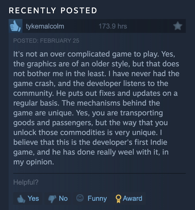 We are incredibly grateful for the time you've spent playing our game and sharing your thoughts with us. Your feedback is invaluable and helps us improve! #reviews #trainworld