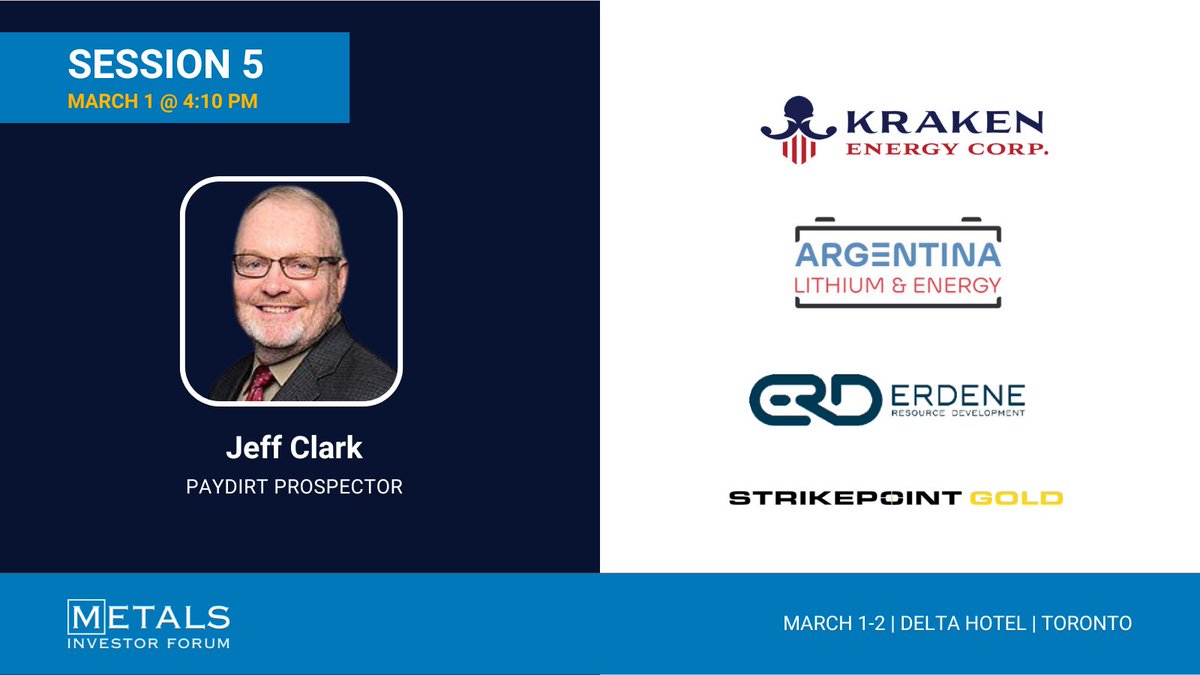 MetalsInvtForum's tweet photo. Jeff Clark of Paydirt Prospector will host session 5 alongside @ARGLIT, @ErdeneRes, @StrikepointGold &amp; @krakenenergy1

Don’t forget to reserve your spot, sign up here! https://t.co/p9YaycnX4r

#MIF2024 #mininginvestment https://t.co/8jocL1Q47N