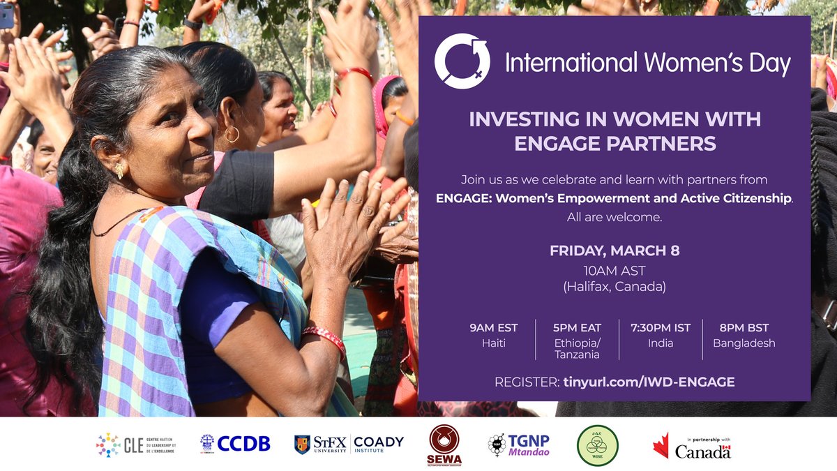 CoadyStFX's tweet image. Join us for an International Women&apos;s Day (#IWD2024) webinar with partners from #ENGAGE.

🔗 Register to attend: tinyurl.com/IWD-ENGAGE