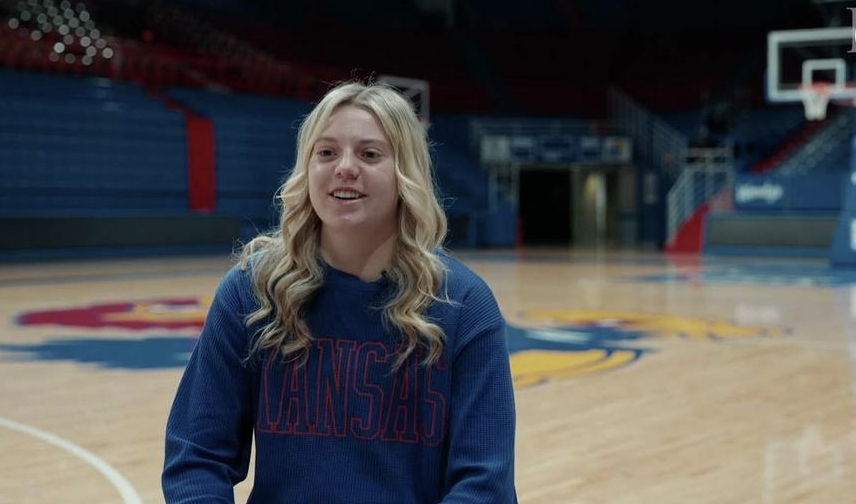 Meet Ellie McCarville, the first-year KU aerospace engineering student who sank a half-court shot on her first attempt for $19,000 live on ESPN. youtu.be/3p4AzSDMyhs
