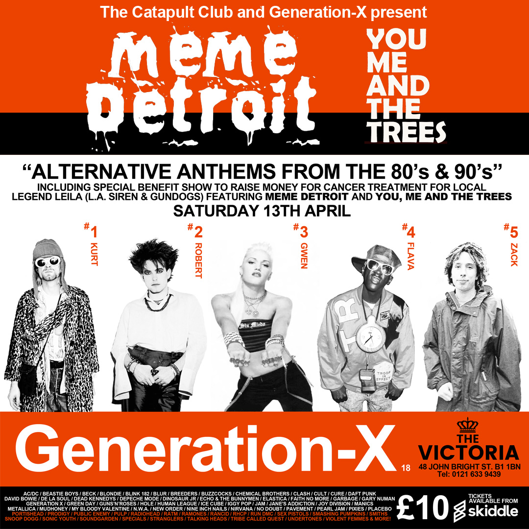 Would appreciate your support for this special fundraiser at @TheVictoria on Sat 13 April 2024 with live sets from @memedetroit and You Me and the Trees plus club night from Generation X (alternative anthems from 80s/90s). Grab an advance ticket now from - skiddle.com/e/38065992