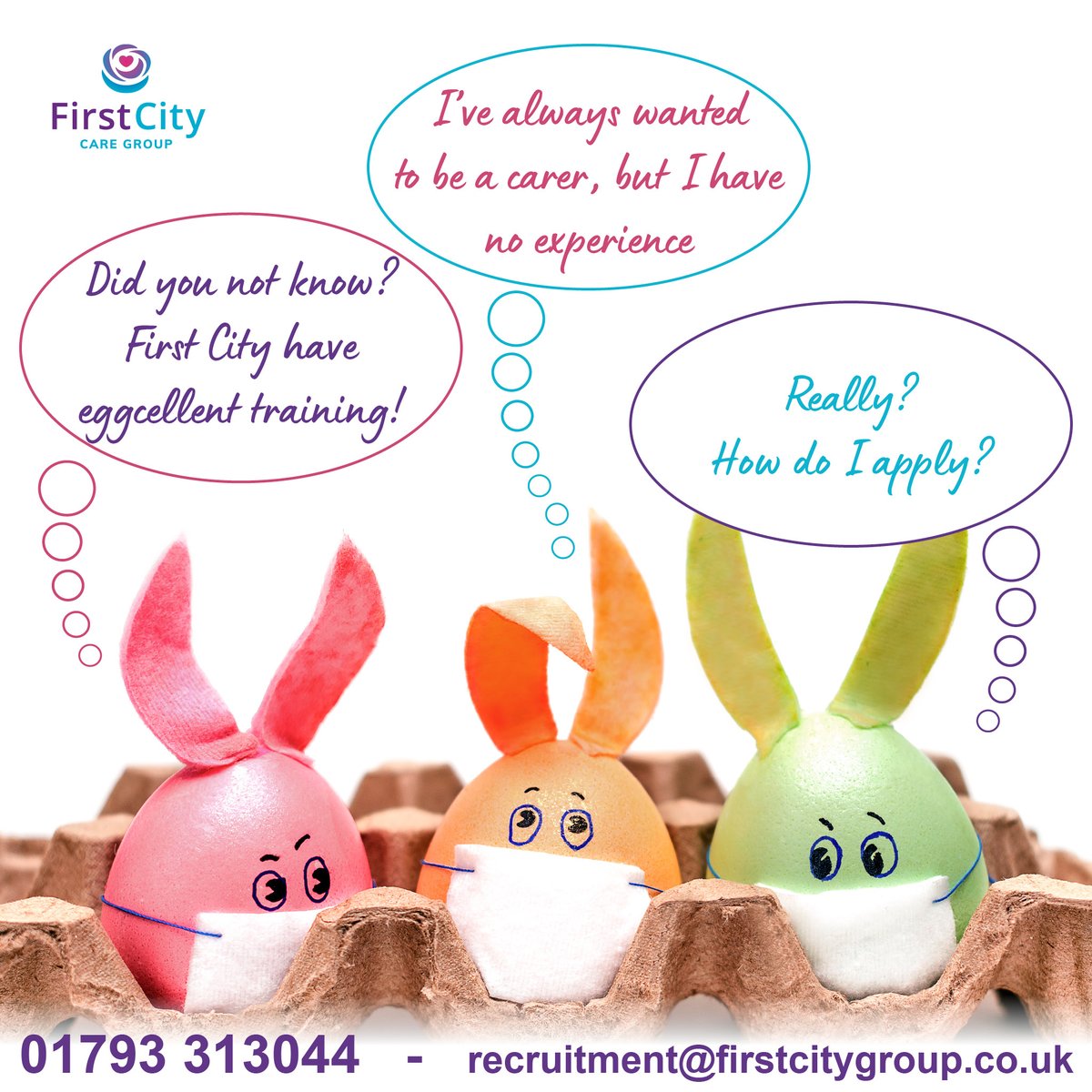 How do you apply? Well that's simple...Hop on over to firstcitynursing.co.uk/jobs/details/s… 🐇🐣

* Career Satisfaction
* Eggcellent Training
* Full-Time / Part-Time / Bank positions available

#recruitingnow #carework #careworker #care #careerincare #readytowork #swindonjobs #swindon #jobs