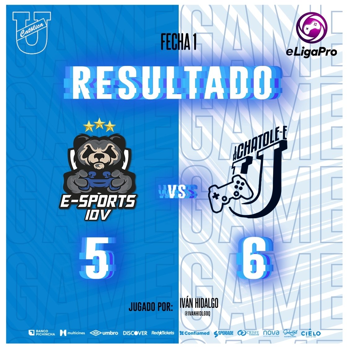 UCatolicaEC's tweet photo. 🔝| Victoria de @ivanhidalgoq en la primera fecha de la @eligapro

¡Vamos Cammaratas! 💙🤍

#FamiliaCammarata
#TodosPorCatólica 
#ELigaPro https://t.co/ci8lUGsdxr