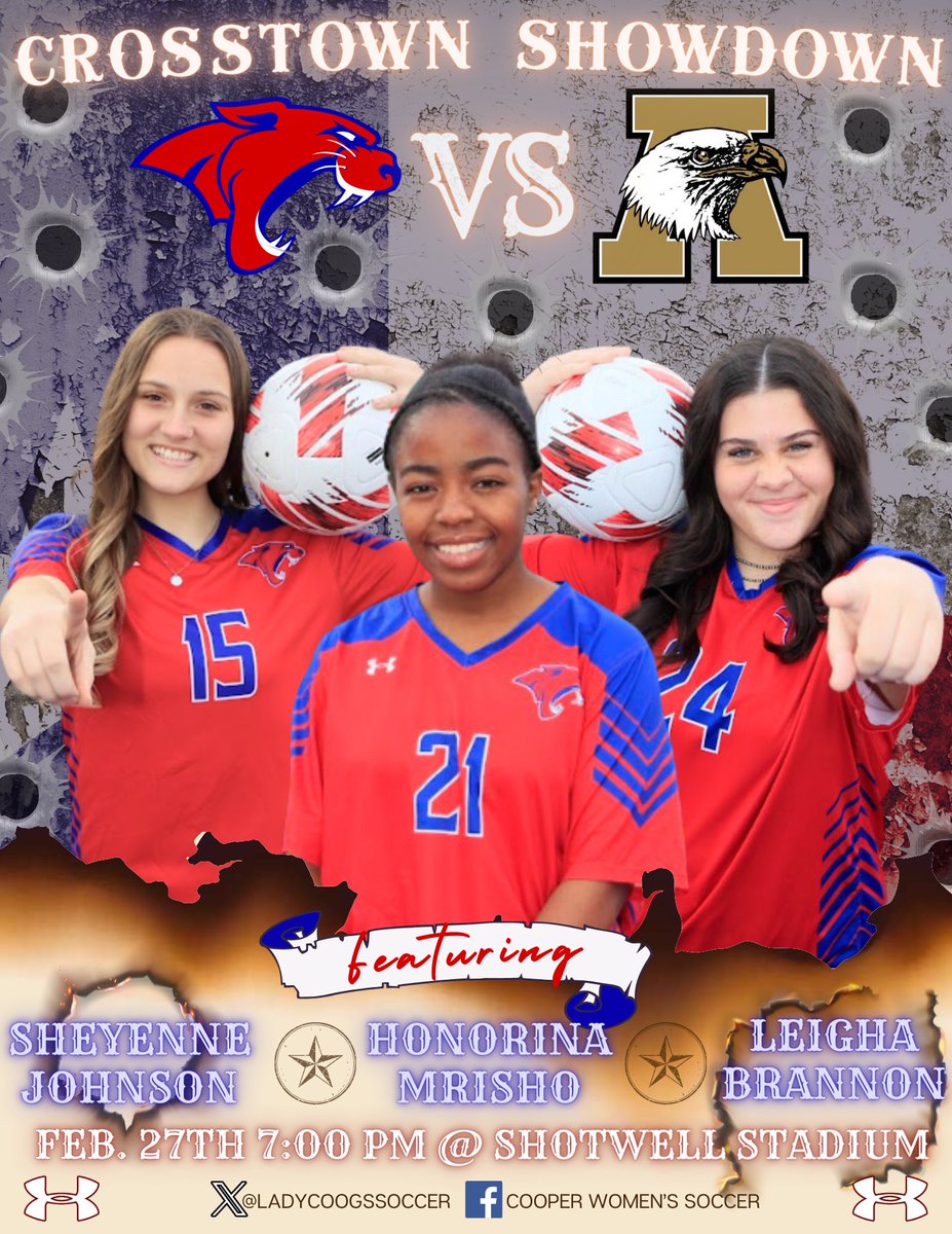 LadyCoogsSoccer's tweet photo. GAME DAY!!! VARSITY @ 5:OO &amp; JV @ 7:00!! CROSSTOWN SHOWDOWN!!! COME OUT TO THE WELL AND LETS GO COOGS!!! https://t.co/XSj6hS5o7G