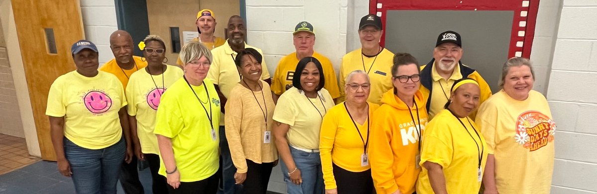 FSSDSchoolBus's tweet photo. YELLOW is the color of the day! 🚌 @franklinspecial bus drivers and aides enjoyed a catered luncheon to celebrate “Pupil Transportation Appreciation Day”. It’s also “Dress Yellow” day across FSSD campuses. We appreciate our #TeamYellowBus. #LoveTheBus #SafetyIsJob1 https://t.co/nY8eWEb8o5