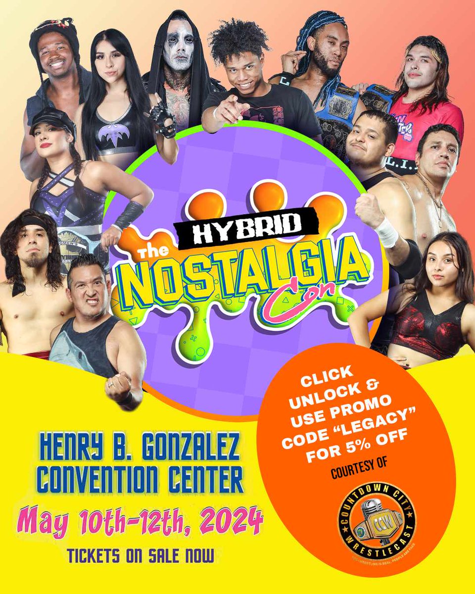 The Hybrid School of Wrestling takes over The NostalgiaCon from May 10th-12th at The Henry B. Gonzalez Center!!! 

@Hybridsow 
@CCG_WrestleCast
