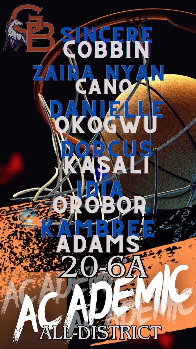 GBHS Girls Hoops (@gbhsgirlshoops) on Twitter photo Congratulations to the following Lady Bronco Girls' Basketball Players: Sincere Cobbin, Zaira Cano, Danielle Okogwu, Idia Orobor, and Kambree Adams. <a href="/msfljames/">Felicía James</a> <a href="/BHS_Broncos/">George Bush High School</a> Congratulations to the following Lady Bronco Girls' Basketball Players: Sincere Cobbin, Zaira Cano, Danielle Okogwu, Idia Orobor, and Kambree Adams. <a href="/msfljames/">Felicía James</a> <a href="/BHS_Broncos/">George Bush High School</a>
