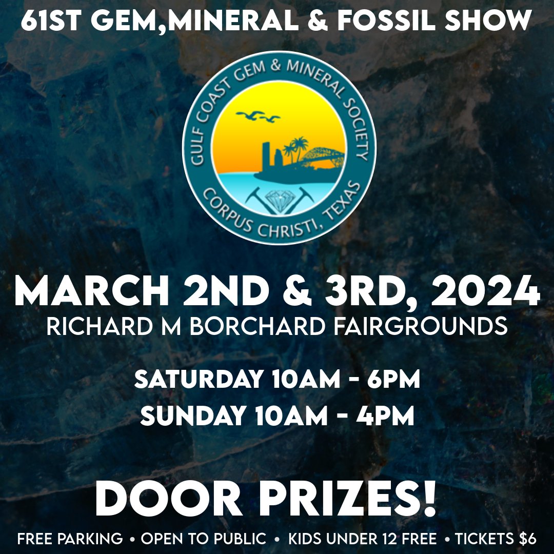 💎 Dive into the dazzling world of gems, minerals, and fossils at the 61st Gem &amp; Mineral &amp; Fossil Show presented by Gulf Coast Gem &amp; Mineral Society!  Join us for a spectacular showcase of Earth's treasures, featuring rare specimens, exquisite jewelry, and fascinating exhibits.💎