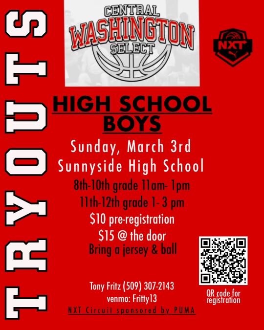 Use the link to register: forms.gle/MMtWmLa9XBFsUk…

Time change for tryouts this Sunday!! 11am - 1pm for ALL GRADES‼️ If you can’t make it, don’t stress we have our 2nd tryouts next Sunday, March 3 @ Sunnyside #CWSFamily #NXTFamily