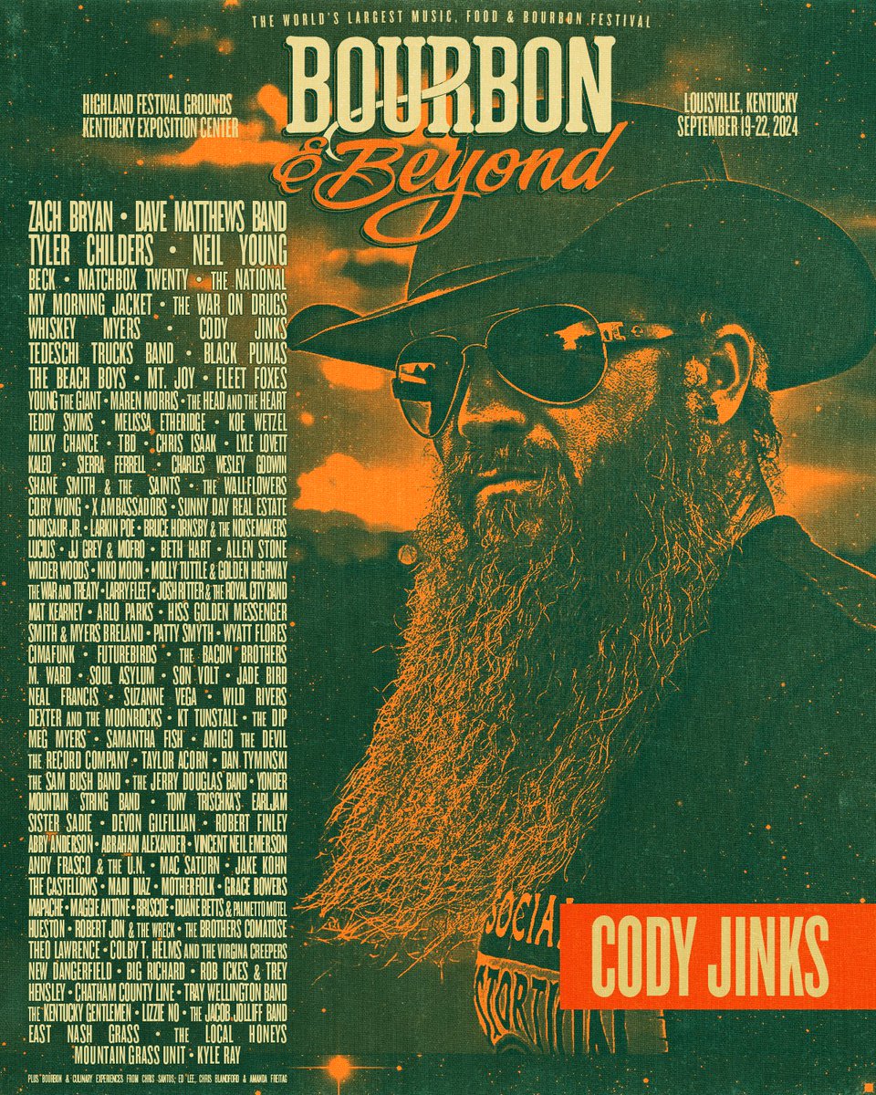 Get ready to immerse yourself in the authentic sound of @CodyJinksMusic at Bourbon & Beyond! This year, the rebel of country music is bringing his soul-stirring melodies and deep, heartfelt lyrics to our stage. Whether you're a long-time fan or new to his powerful storytelling,…