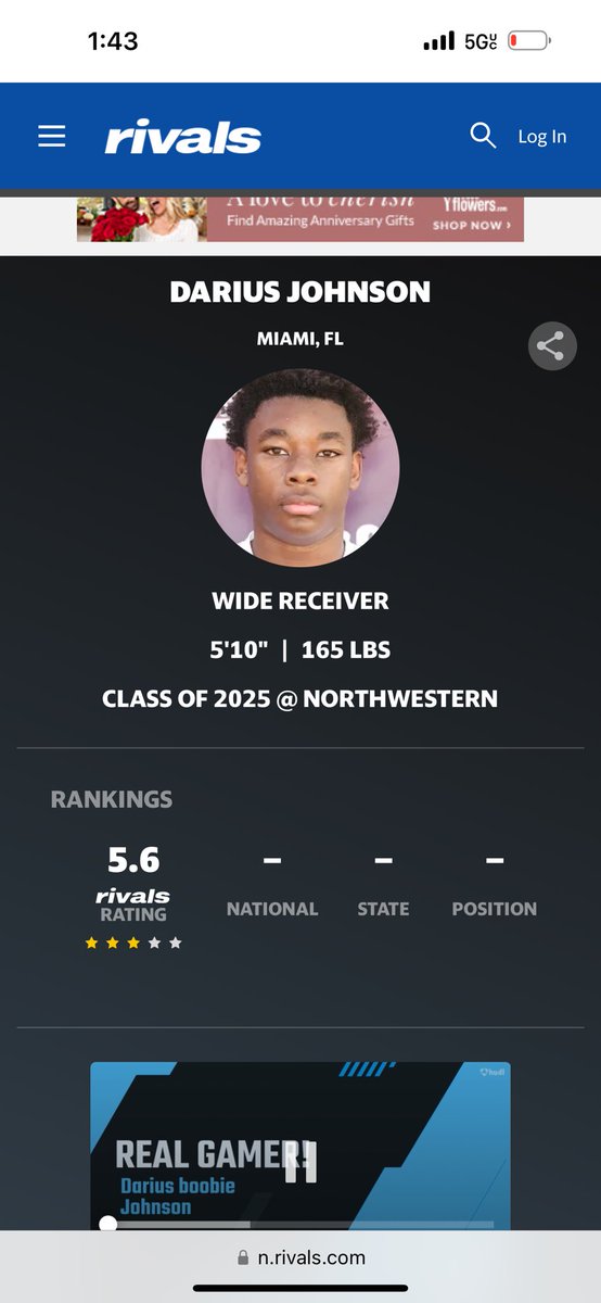 Blessed to be a 3 Star on rivals!! @JohnGarcia_Jr @adamgorney @RivalsFriedman @mnw_fb @BHoward_11