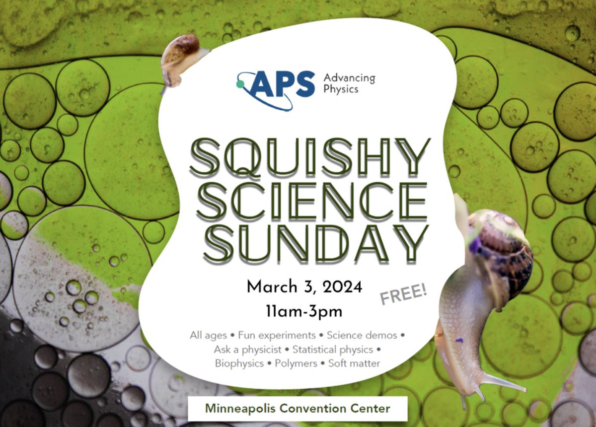 Getting ready for @APSphysics March meeting #minneapolis. Kicking off with a Squishy Science Sunday. All are welcome! @ApsDsoft @ApsDbio @APS_DPOLY