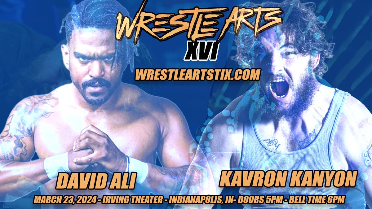 🚨BREAKING🚨

Graduates from AR Fox's Training School collide!

<a href="/DavidAliWRSTLNG/">DAVID ALI 🤼‍♂️</a> vs <a href="/KAVRON_KANYON/">KAVRON KANYON</a> 

#wrestlearts16

📅3/23/24
🎟️wrestleartstix.com
📍@irvingtheater

Get your tickets now and help support Indiana's only pro wrestling charity!