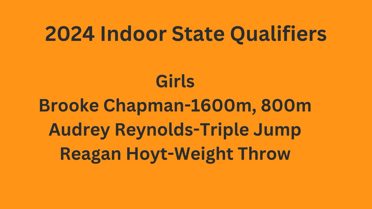 Congrats to our Girls Indoor State Qualifiers! They will compete this Friday at Spire!