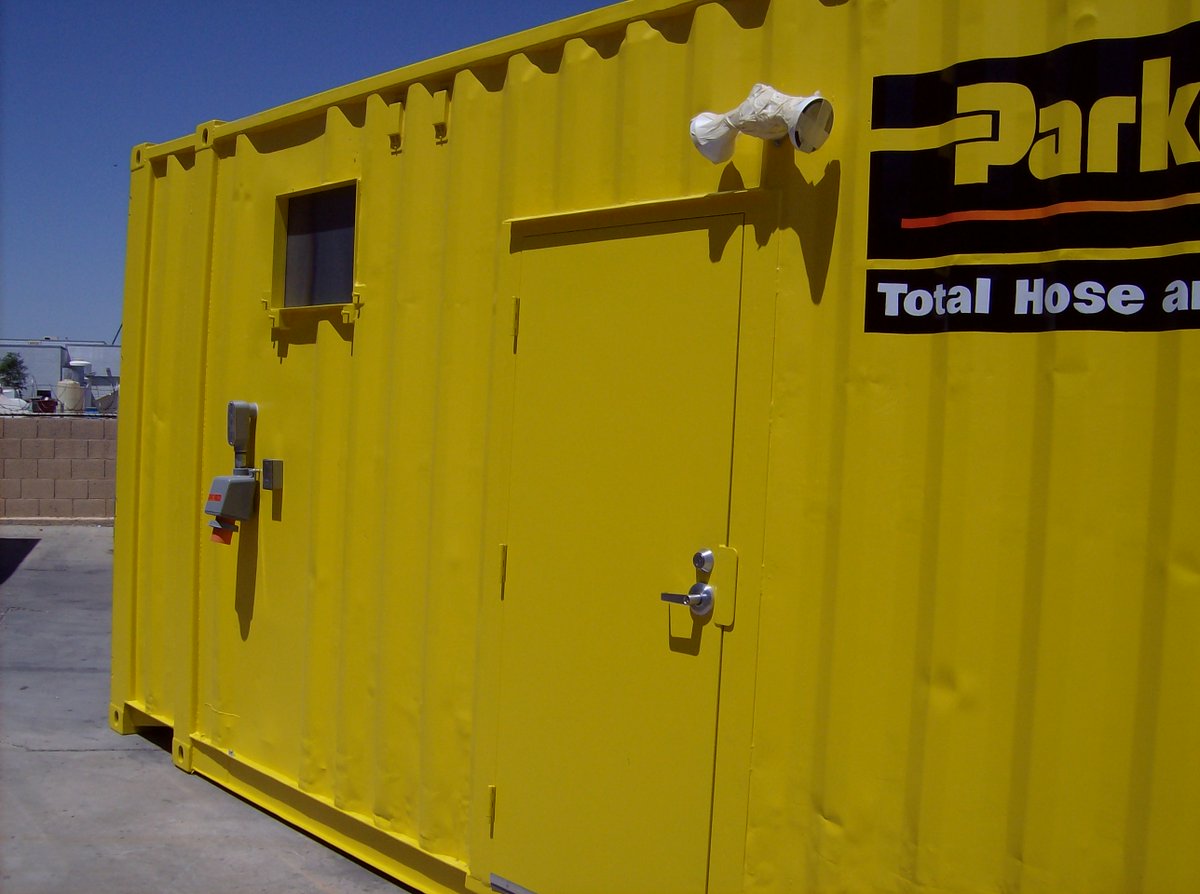 SWMobileStorage's tweet image. Did you know we have one of the largest #fabrication facilities in the industry? Some of the #modifications we offer to make your #shippingcontainer more #secure are security bars, digital security entry pads on entryways, and security lighting outside the container.