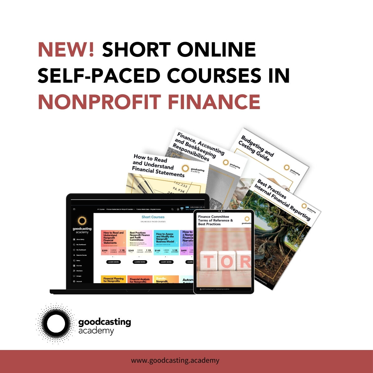It's true! Now nonprofit leaders such as CEOs, management staff AND finance staff members can enroll in short-courses on nonprofit finance.

Each course includes on-demand lessons as well as takeaway tools such as guides, checklists, templates.

Learn more bit.ly/GoodcastingAca…