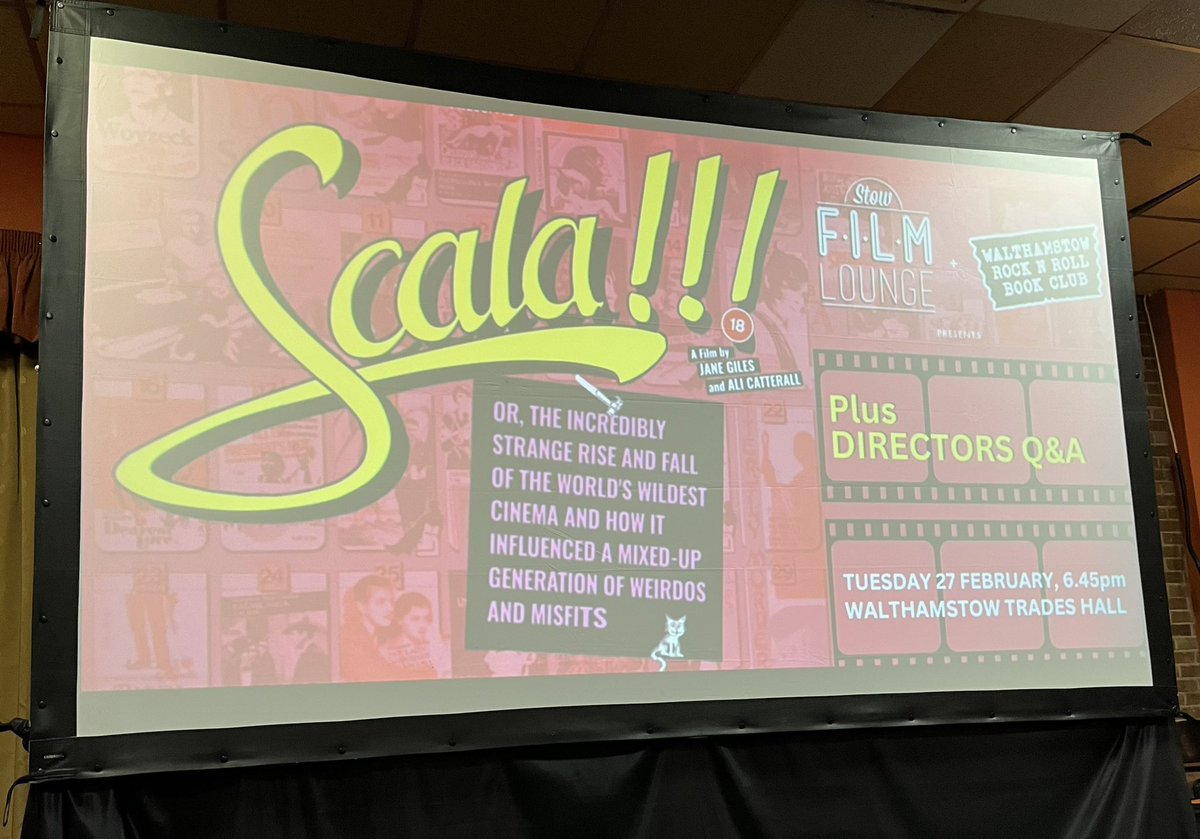 wilsongullis's tweet photo. Ready for tonight’s sold out screening of Scala!!! at Walthamstow Trades Hall @scalacinema @AliCatterall @stowtradeshall https://t.co/E3lYXMXSdl