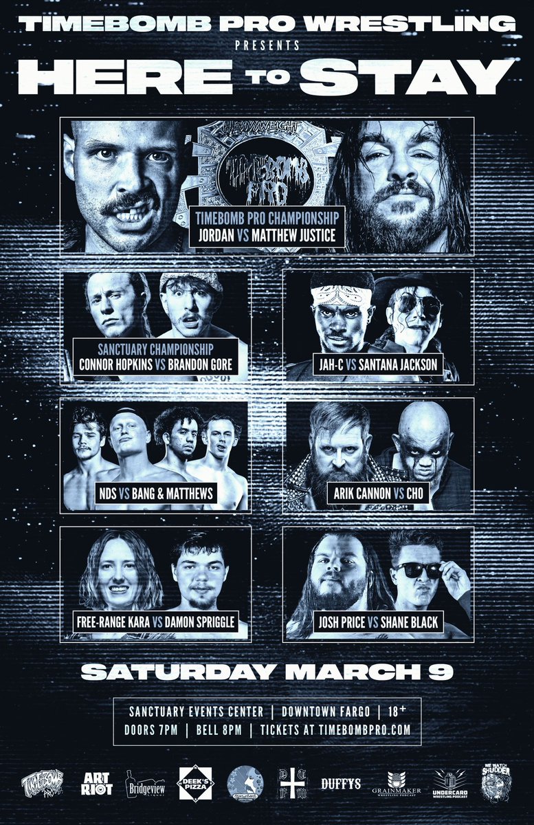 Your FULL CARD for #HereToStay next Saturday night at @SanctuaryEvents! Tickets available at - TimebombPro.com