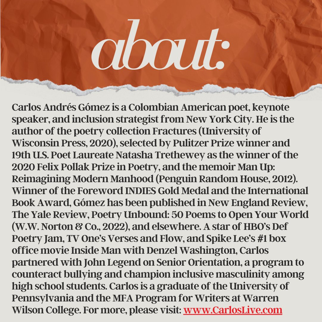 Our keynote speaker: Carlos Andrés Gómez! 
Register to attend the conference today at bgsu.edu/latinoissues

#conference #keynote #CarlosAndrésGómez