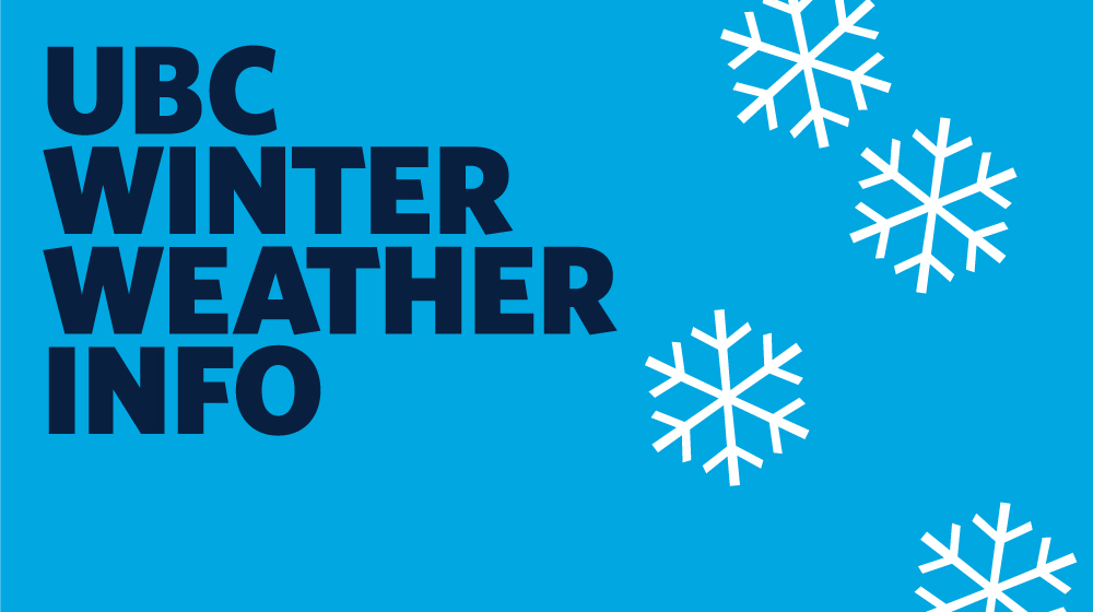 Snow is in the forecast at UBC Vancouver. Campus operations and classes are on as normal. Please take care on your commutes. More info: bit.ly/3wxOtRA
