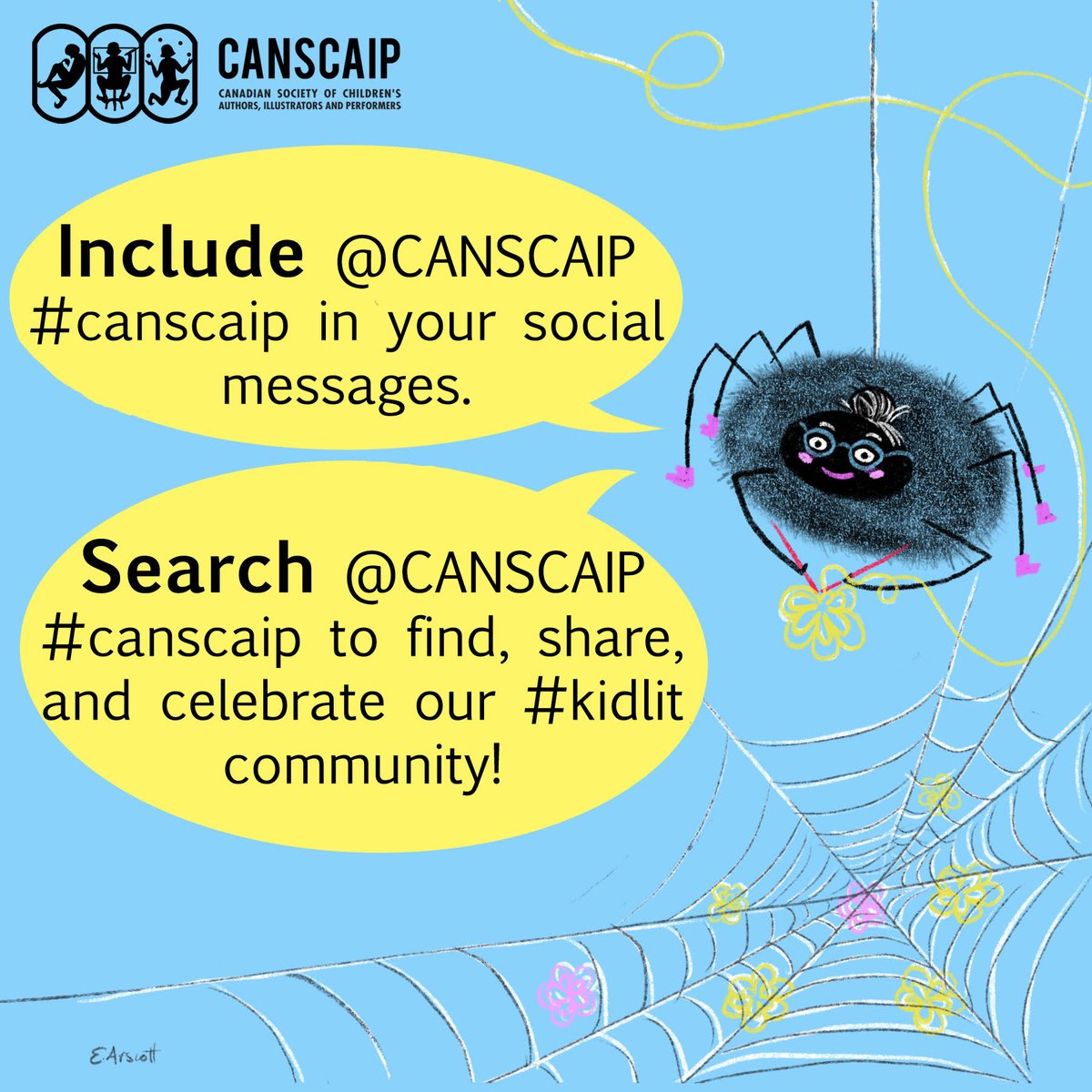 CANSCAIP's tweet photo. REMINDER: Want to find, share and celebrate the CANSCAIP #kidlit community? Remember to both include and search @canscaip #canscaip in your social media activities. https://t.co/AbjNImnV8c