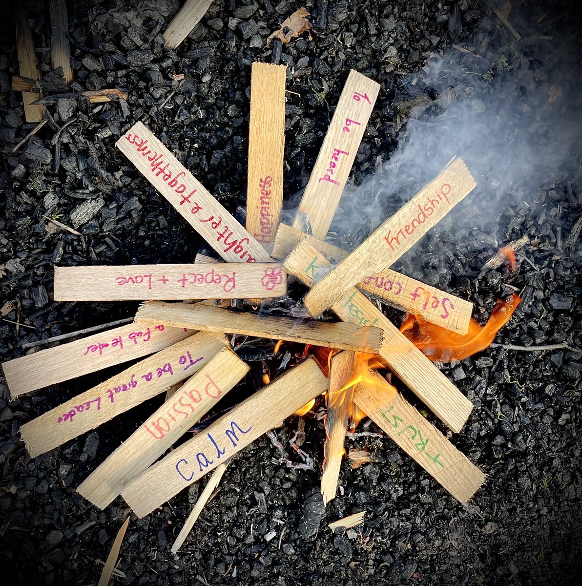 Introducing new Forest School Trainees to the ‘children’s fire’ and helping them understand the importance of community locating our needs as we form a new tribe!
