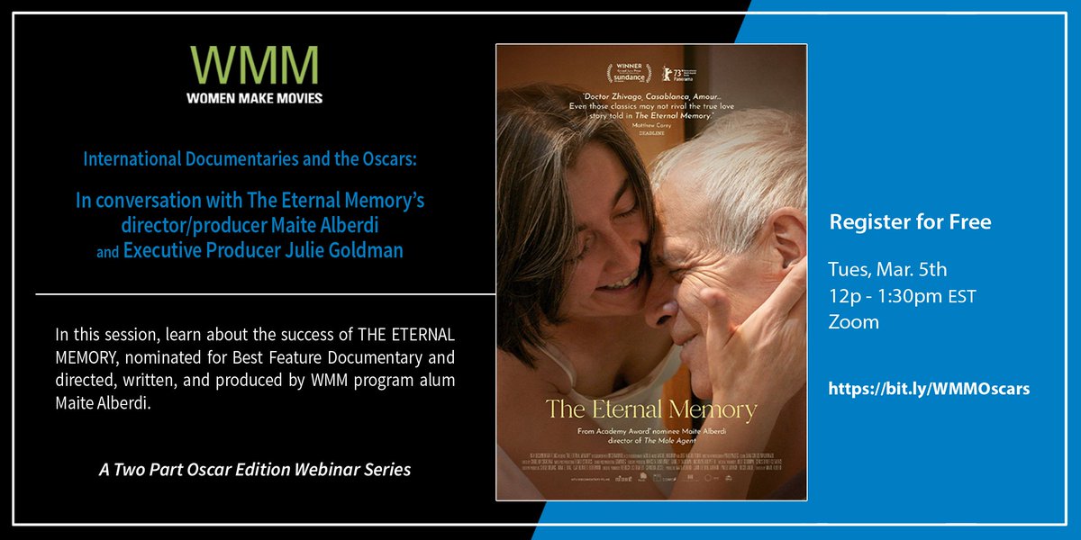 oin us for part 2 of our special webinar series on March 5 for an exclusive event with the team of THE ETERNAL MEMORY (dir. Maite Alberdi). What does it take to be an awards contender at the 2024 Oscars®? Register for free and learn! eventbrite.com/e/celebrating-…