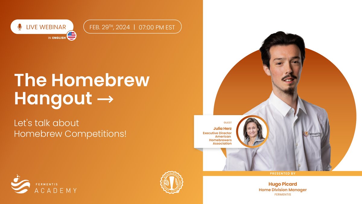 Northern Brewer (@northern_brewer) on Twitter photo This Thursday, <a href="/Fermentis/">Fermentis by Lesaffre</a> is hosting a live webinar with Julia Herz, president of the American Homebrewers Association, to discuss the community aspect of Homebrew Competitions as well as how your beers are evaluated. Register for the free webinar here: bit.ly/49KNyLG This Thursday, <a href="/Fermentis/">Fermentis by Lesaffre</a> is hosting a live webinar with Julia Herz, president of the American Homebrewers Association, to discuss the community aspect of Homebrew Competitions as well as how your beers are evaluated. Register for the free webinar here: bit.ly/49KNyLG