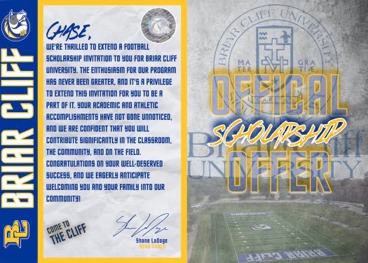 Chase Murray (@chasemurraynct) on Twitter photo After an amazing conversation with <a href="/CoachLaDage/">Shane LaDage</a>, I’m honored to receive a scholarship offer from Briar Cliff University! #AGTG <a href="/CoachKaz352/">Coach Kaz</a> <a href="/Andy_Villamarzo/">Andy Villamarzo</a> <a href="/NatureCoastFB/">Nature Coast Tech Football 🦈🏈</a> <a href="/larryblustein/">Blustein Recruiting</a> <a href="/PrepRedzoneFL/">Prep Redzone Florida</a> <a href="/n_parrott478/">Nicholas Parrott</a> <a href="/AGEDITS32/">AG Edits</a> <a href="/DanLaForestFB/">Dan LaForest 🏈</a> <a href="/FlaHSFootball/">FloridaHSFootball.com</a> <a href="/WeBelieveInMe_/">WeBelieveInMe</a> After an amazing conversation with <a href="/CoachLaDage/">Shane LaDage</a>, I’m honored to receive a scholarship offer from Briar Cliff University! #AGTG <a href="/CoachKaz352/">Coach Kaz</a> <a href="/Andy_Villamarzo/">Andy Villamarzo</a> <a href="/NatureCoastFB/">Nature Coast Tech Football 🦈🏈</a> <a href="/larryblustein/">Blustein Recruiting</a> <a href="/PrepRedzoneFL/">Prep Redzone Florida</a> <a href="/n_parrott478/">Nicholas Parrott</a> <a href="/AGEDITS32/">AG Edits</a> <a href="/DanLaForestFB/">Dan LaForest 🏈</a> <a href="/FlaHSFootball/">FloridaHSFootball.com</a> <a href="/WeBelieveInMe_/">WeBelieveInMe</a>