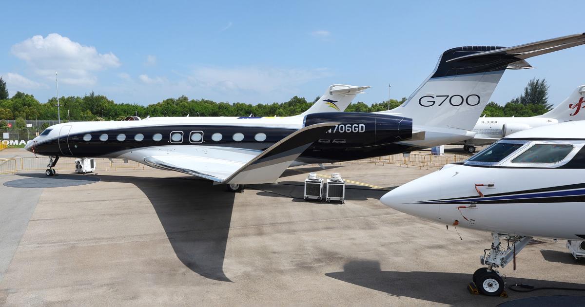 The new @GulfstreamAero G700 ultra-long-range jet snagged its 50th and 51st speed records en route to its debut at the Singapore Airshow! Read more at ainonline.com/aviation-news/…