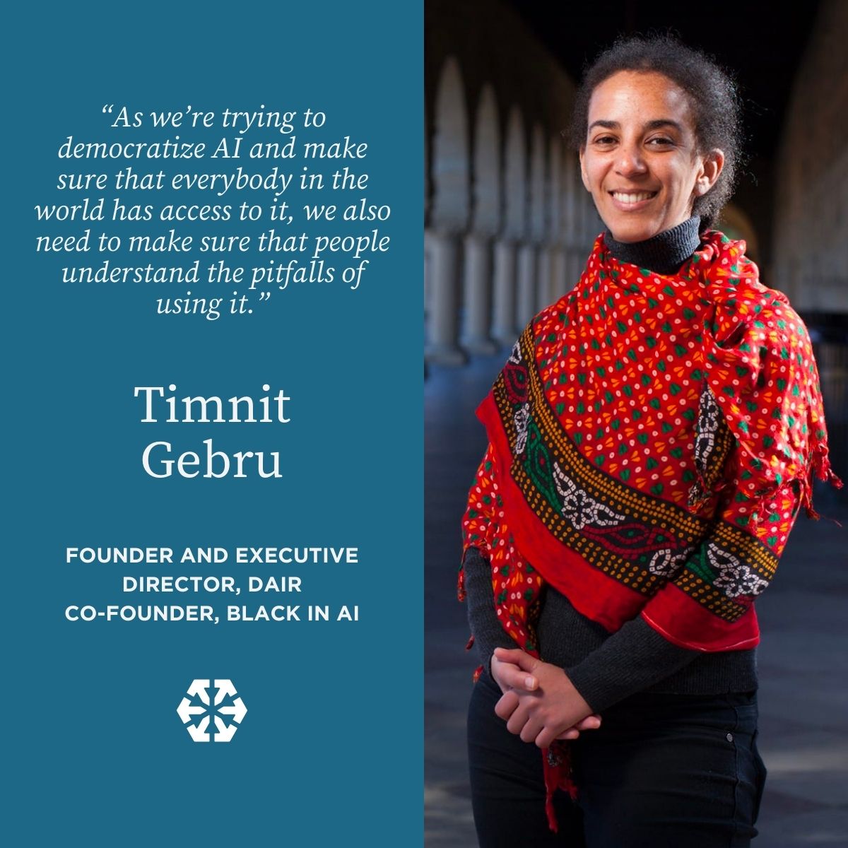 Today we celebrate <a href="/timnitGebru/">@timnitGebru (@dair-community.social/bsky.social)</a>, Co-founder of Black in AI and the Executive Director of DAIR Institute, as she works to shape a more inclusive and ethical AI future. #BlackHistoryMonth #womenintech