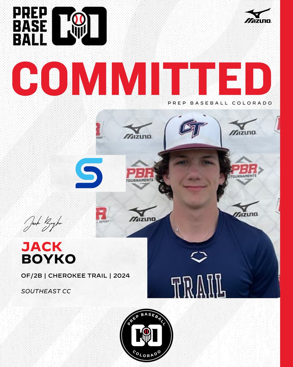 🚨𝐂𝐎𝐌𝐌𝐈𝐓𝐌𝐄𝐍𝐓 𝐀𝐋𝐄𝐑𝐓🚨

'24 OF/2B Jack Boyko (Cherokee Trail) has announced his commitment to Southeast CC. 

👤 loom.ly/vlDBwIg

<a href="/CORageBaseball/">Colorado Rage Baseball</a> | <a href="/CTHS_Baseball/">Cherokee Trail Baseball</a>