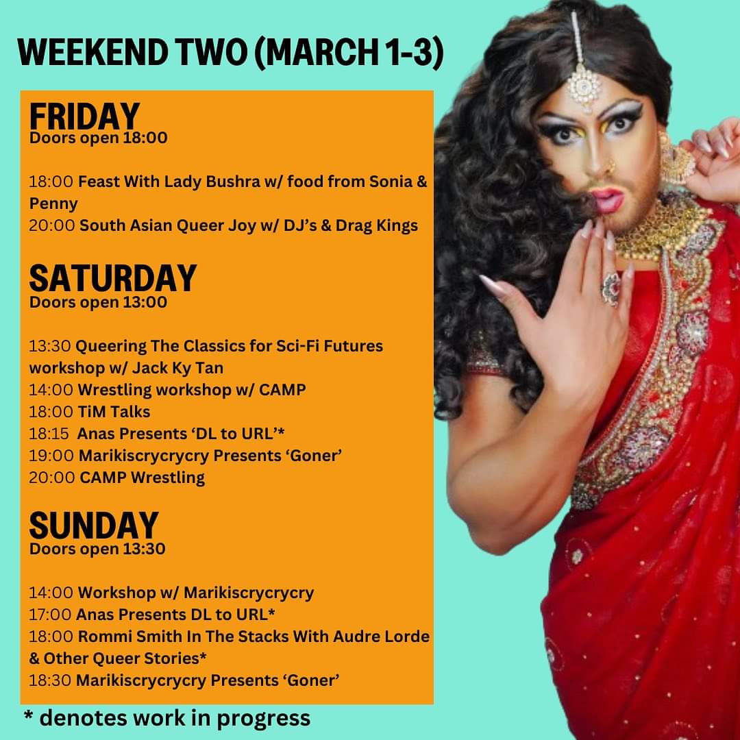 Get your tickets for Theatre in the Mill's Right Queer Right Now weekend two from 1-3 March, with events including South Asian Queer Joy, Marikiscrycrycry 'Goner' and CAMP Wrestling. Find out more about the programme: bit.ly/2sKNTiQ