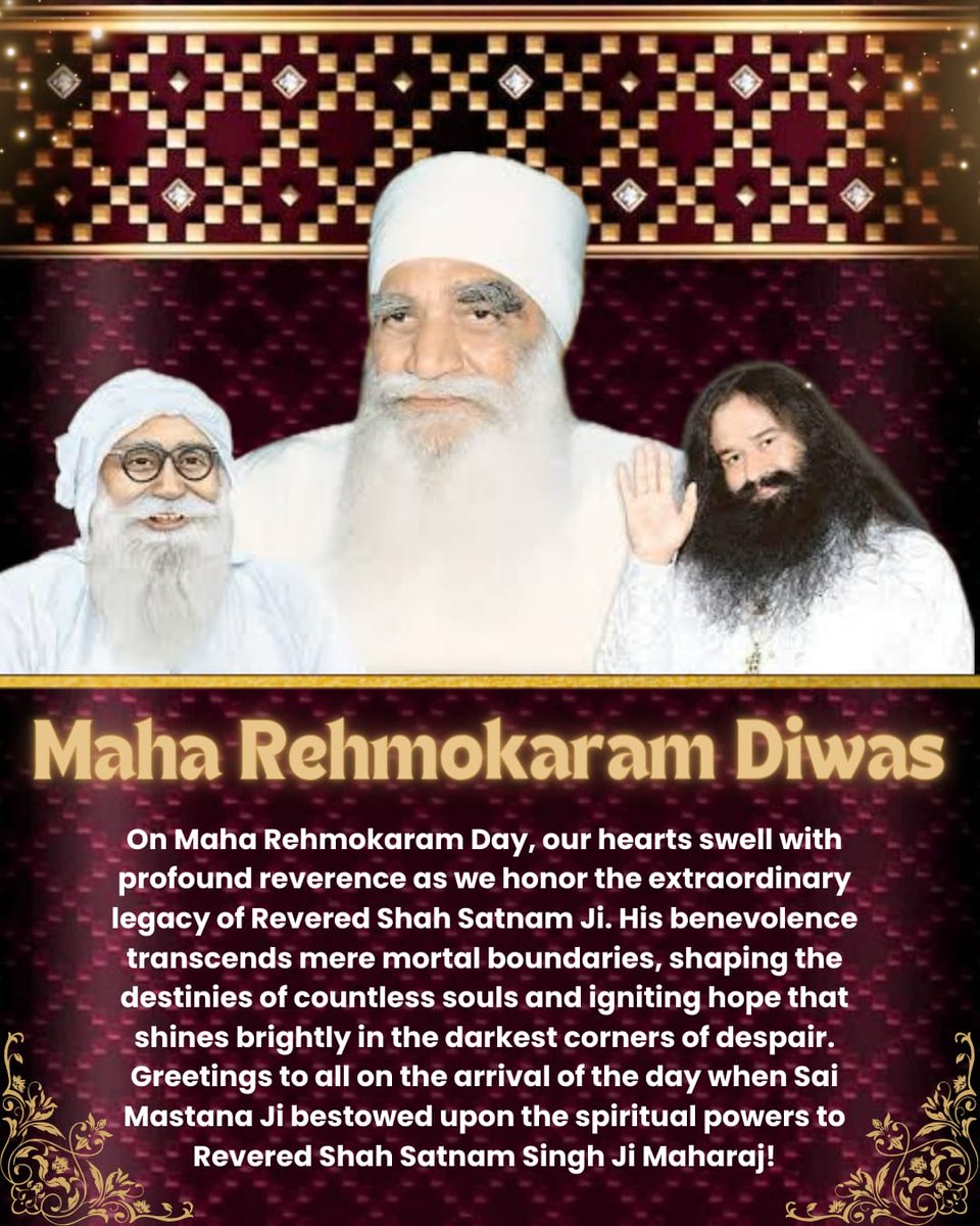 The 'Great Benevolence' Day holds significant importance in millions of hearts. Blessed us with a spiritual master that is unparalleled in the whole world. Sai Mastana Ji handed over spiritual reign to Shah Satnam JI. We bow to Guruji for making us capable of holy grace forever!