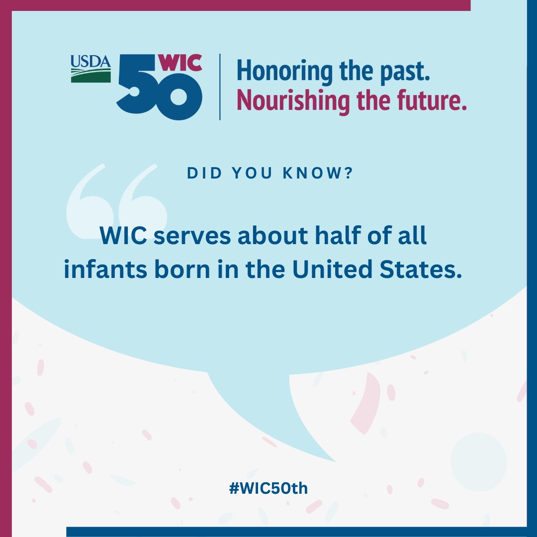 Join us in celebrating 50 years of WIC! We’re proud to have helped millions of women, infants, and children get the supplemental nutrition they need to thrive. #WIC50th