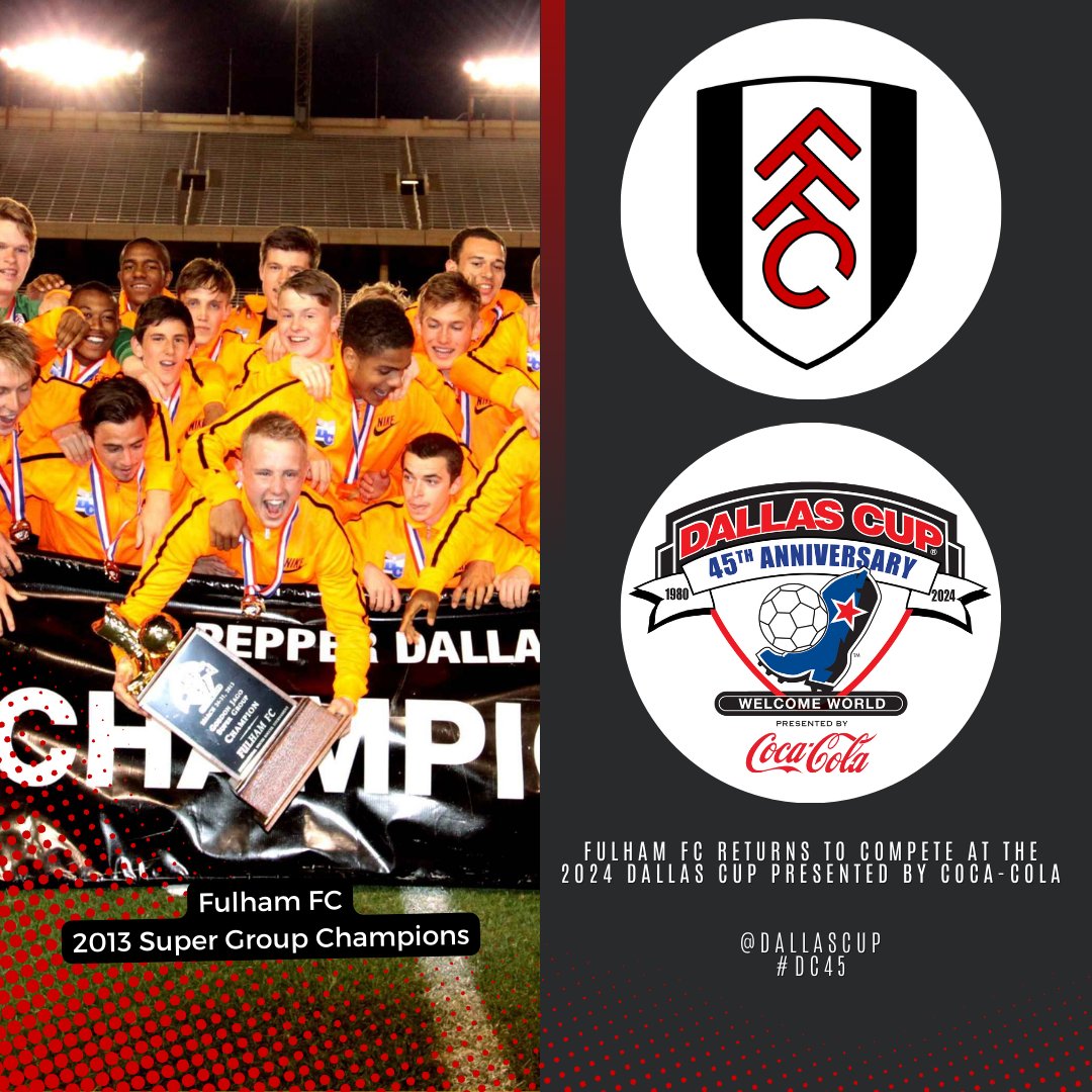 dallascup's tweet photo. BREAKING: Former Super Group Champion @FulhamFC Returns to Compete at the 2024 Dallas Cup presented by Coca-Cola #DC45 #dallascup @dallas_sports
Liverpool FC withdraws from the 2024 edition of the tournament due to recent first-team call-ups
Read: https://t.co/VK65huSdSc https://t.co/y2LI8Gaghy