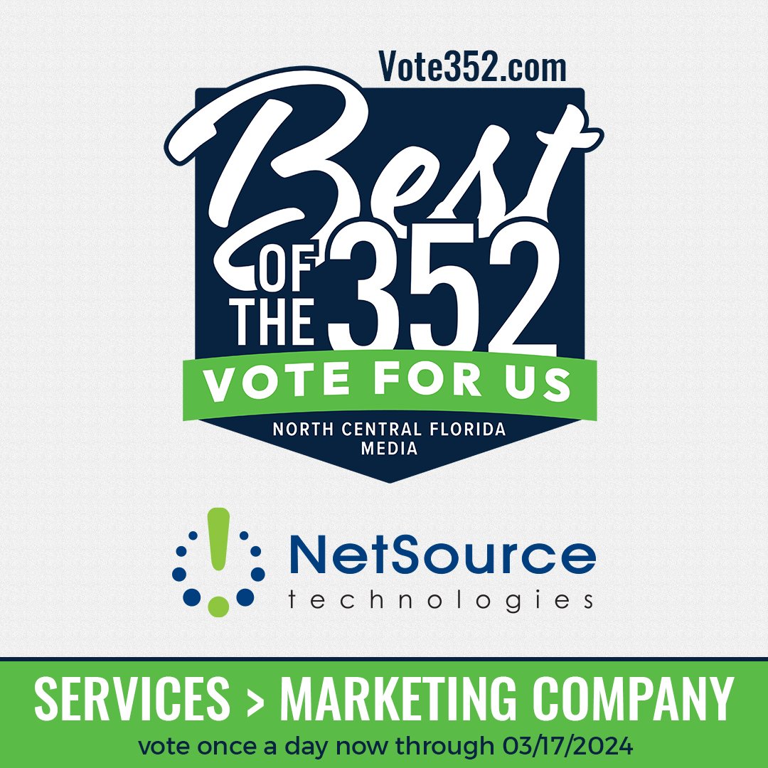 DataOneNetworks's tweet image. Congrats to our colleagues at @NetSourceInc for their nomination in the Services-Marketing Company category for the &quot;Best of the 352&quot; Awards.  Vote now, 1x per day thru March 17.  Winners announced on June 6.  Vote at bit.ly/3IhDyhA #Bestofthe352  #NetSourceDifference