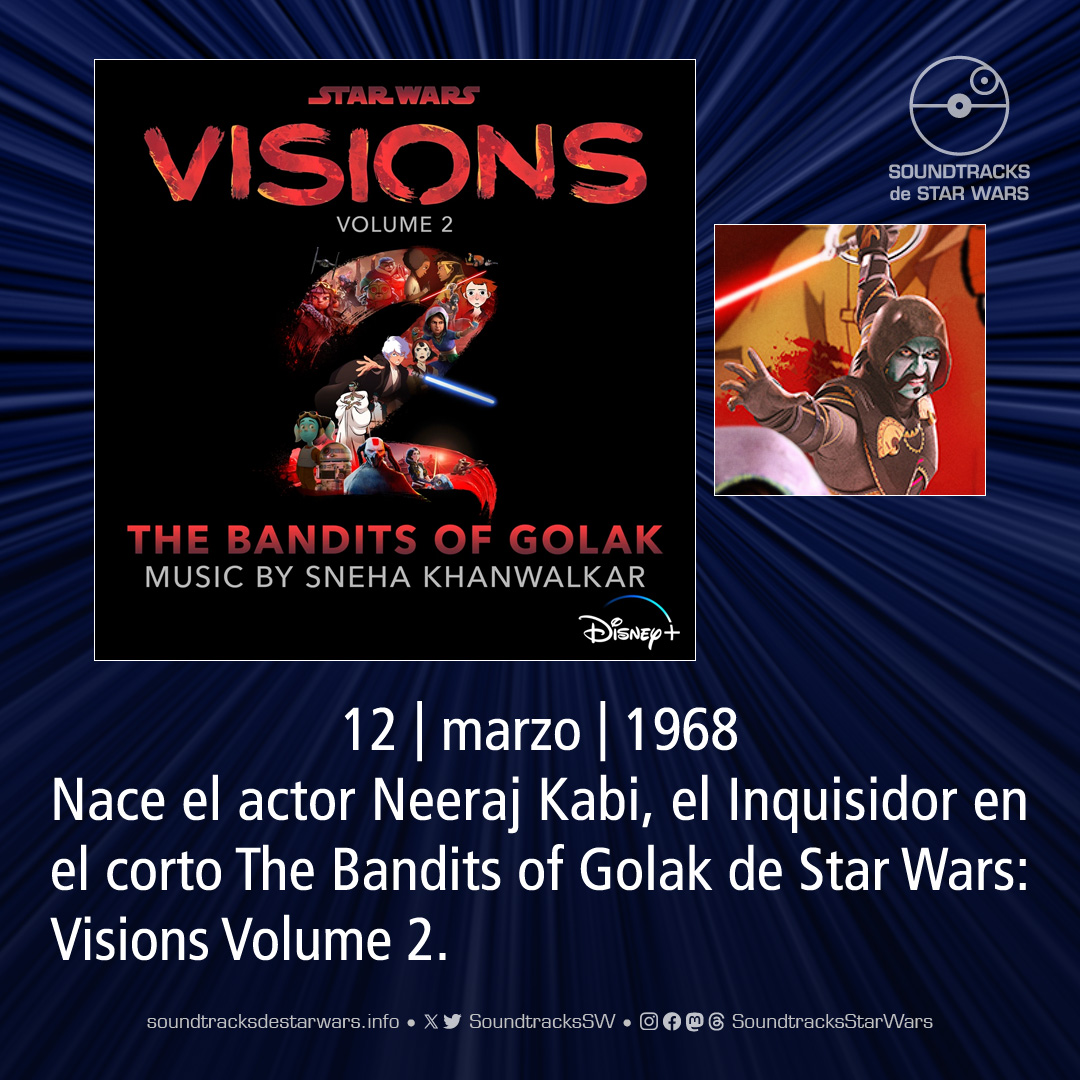 El 12 de marzo de 1968 nace el actor #NeerajKabi, el Inquisidor en el corto #TheBanditsOfGolak de Star Wars: Visions Volume 2.

On March 12, 1968, actor Neeraj Kabi, the #Inquisitor in the short The Bandits of Golak (from Star Wars: Visions Volume 2), was born.

#StarWars
